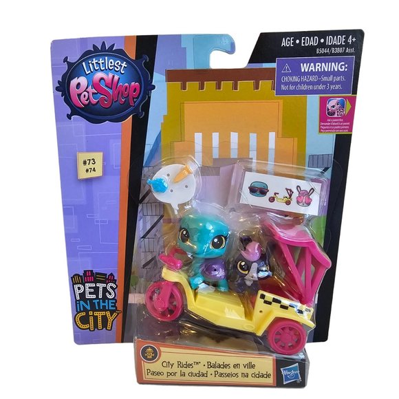 Hasbro Littlest Pet Shop City Rides #73 Toodles Tortuga Turtle #74 Rabbit LPS - Picture 1 of 6